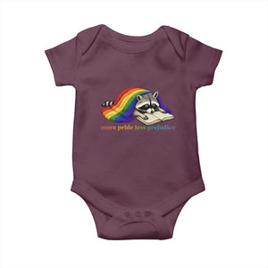 More Pride Less Prejudice Baby Onesie LGBT Raccoon Book Lover TS14 Maroon Print Your Wear