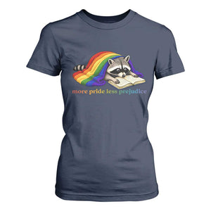 More Pride Less Prejudice T Shirt For Women LGBT Raccoon Book Lover