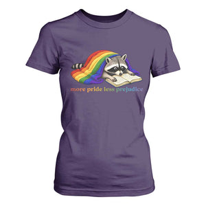 More Pride Less Prejudice T Shirt For Women LGBT Raccoon Book Lover