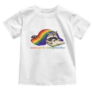 More Pride Less Prejudice Toddler T Shirt LGBT Raccoon Book Lover TS14 White Print Your Wear