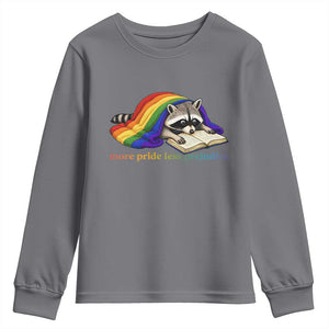 More Pride Less Prejudice Youth Sweatshirt LGBT Raccoon Book Lover TS14 Charcoal Print Your Wear