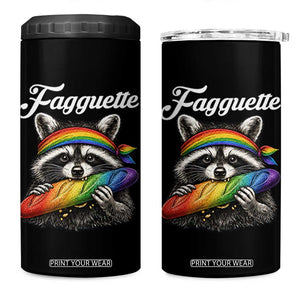 Faguette LGBTQ 4 in 1 Can Cooler Tumbler Funny Pride Raccoon Rainbow TS14 One Size: 16 oz Black Print Your Wear