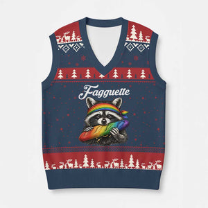 Faguette LGBTQ V-Neck Knit Sweater Vest Funny Pride Raccoon Rainbow TS14 Navy Red Print Your Wear