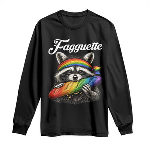 Faguette LGBTQ Long Sleeve Shirt Funny Pride Raccoon Rainbow TS14 Black Print Your Wear