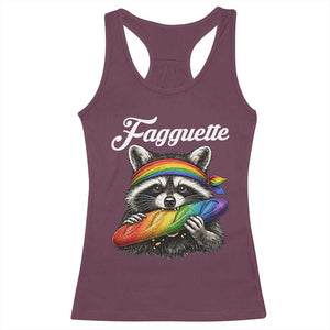Faguette LGBTQ Racerback Tank Top Funny Pride Raccoon Rainbow TS14 Maroon Print Your Wear