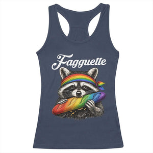 Faguette LGBTQ Racerback Tank Top Funny Pride Raccoon Rainbow TS14 Navy Print Your Wear