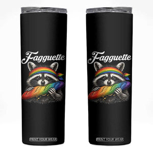 Faguette LGBTQ Skinny Tumbler Funny Pride Raccoon Rainbow TS14 Black Print Your Wear