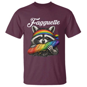 Faguette LGBTQ T Shirt Funny Pride Raccoon Rainbow TS14 Maroon Print Your Wear