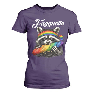 Faguette LGBTQ T Shirt For Women Funny Pride Raccoon Rainbow TS14 Purple Print Your Wear