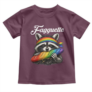 Faguette LGBTQ Toddler T Shirt Funny Pride Raccoon Rainbow TS14 Maroon Print Your Wear