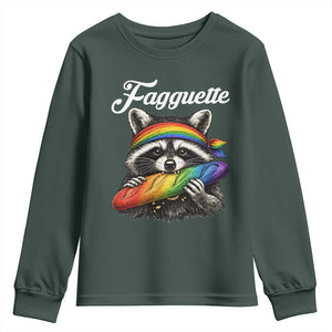 Faguette LGBTQ Youth Sweatshirt Funny Pride Raccoon Rainbow