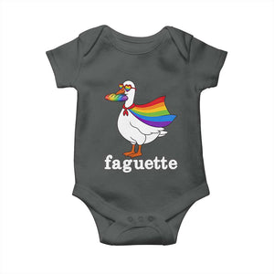 Faguette LGBTQ Baby Onesie Funny Pride Goose Rainbow TS14 Dark Heather Print Your Wear