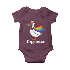 Faguette LGBTQ Baby Onesie Funny Pride Goose Rainbow TS14 Maroon Print Your Wear