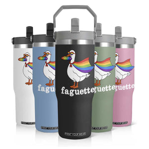 Faguette LGBTQ Flip Straw Tumbler Funny Pride Goose Rainbow TS14 Print Your Wear