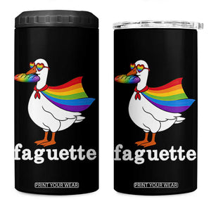 Faguette LGBTQ 4 in 1 Can Cooler Tumbler Funny Pride Goose Rainbow TS14 One Size: 16 oz Black Print Your Wear