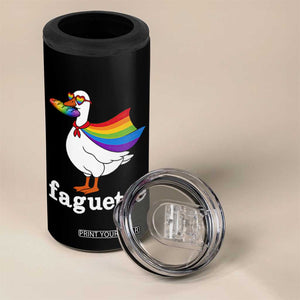 Faguette LGBTQ 4 in 1 Can Cooler Tumbler Funny Pride Goose Rainbow TS14 Print Your Wear