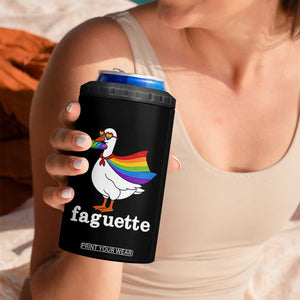 Faguette LGBTQ 4 in 1 Can Cooler Tumbler Funny Pride Goose Rainbow TS14 Print Your Wear