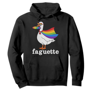 Faguette LGBTQ Hoodie Funny Pride Goose Rainbow TS14 Black Print Your Wear
