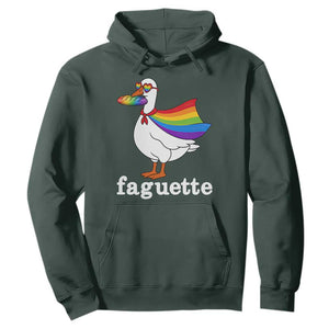 Faguette LGBTQ Hoodie Funny Pride Goose Rainbow TS14 Dark Forest Green Print Your Wear