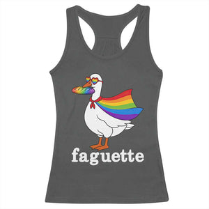 Faguette LGBTQ Racerback Tank Top Funny Pride Goose Rainbow TS14 Dark Heather Print Your Wear