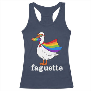 Faguette LGBTQ Racerback Tank Top Funny Pride Goose Rainbow TS14 Navy Print Your Wear