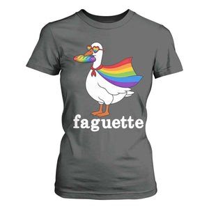 Faguette LGBTQ T Shirt For Women Funny Pride Goose Rainbow TS14 Dark Heather Print Your Wear