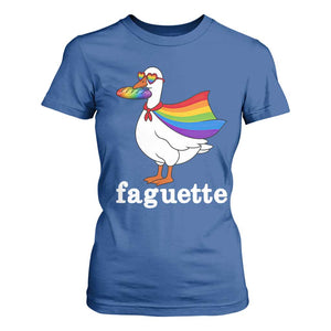Faguette LGBTQ T Shirt For Women Funny Pride Goose Rainbow TS14 Royal Blue Print Your Wear