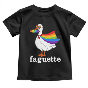 Faguette LGBTQ Toddler T Shirt Funny Pride Goose Rainbow TS14 Black Print Your Wear
