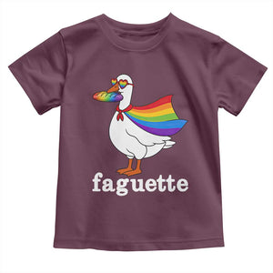 Faguette LGBTQ Toddler T Shirt Funny Pride Goose Rainbow TS14 Maroon Print Your Wear