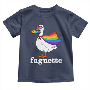 Faguette LGBTQ Toddler T Shirt Funny Pride Goose Rainbow TS14 Navy Print Your Wear