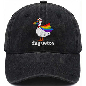 Faguette LGBTQ Washed Cotton Baseball Cap Funny Pride Goose Rainbow TS14 Print Your Wear