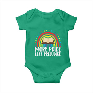 More Pride Less Prejudice Baby Onesie LGBTQ Pride Month Book Lover TS14 Irish Green Print Your Wear