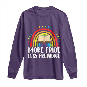 More Pride Less Prejudice Long Sleeve Shirt LGBTQ Pride Month Book Lover TS14 Purple Print Your Wear