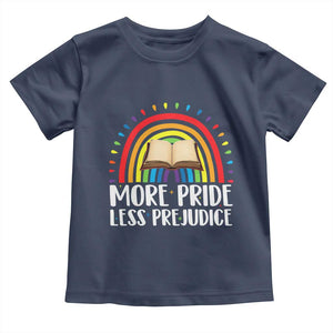 More Pride Less Prejudice Toddler T Shirt LGBTQ Pride Month Book Lover TS14 Navy Print Your Wear