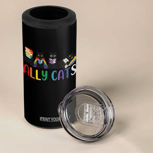 Rainbow Pride Ally Cats 4 in 1 Can Cooler Tumbler LGBTQ Inclusion Cat Lover Gift TS14 Print Your Wear