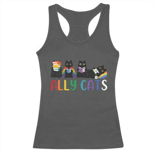 Rainbow Pride Ally Cats Racerback Tank Top LGBTQ Inclusion Cat Lover Gift