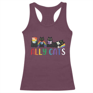 Rainbow Pride Ally Cats Racerback Tank Top LGBTQ Inclusion Cat Lover Gift