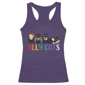 Rainbow Pride Ally Cats Racerback Tank Top LGBTQ Inclusion Cat Lover Gift