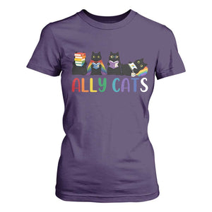 Rainbow Pride Ally Cats T Shirt For Women LGBTQ Inclusion Cat Lover Gift