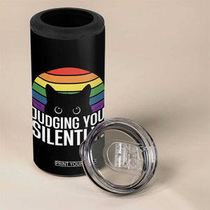 Rainbow Black Cat LGBT Pride 4 in 1 Can Cooler Tumbler Judging You Silently