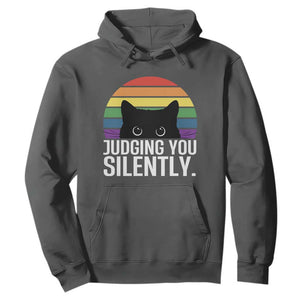 Rainbow Black Cat LGBT Pride Hoodie Judging You Silently TS14 Dark Heather Print Your Wear