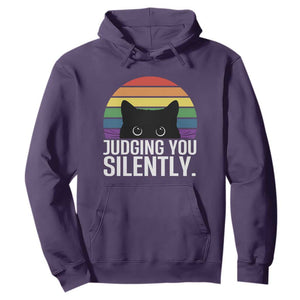Rainbow Black Cat LGBT Pride Hoodie Judging You Silently TS14 Purple Print Your Wear