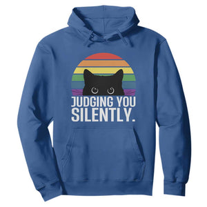 Rainbow Black Cat LGBT Pride Hoodie Judging You Silently TS14 Royal Blue Print Your Wear
