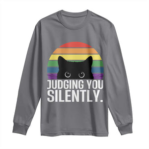 Rainbow Black Cat LGBT Pride Long Sleeve Shirt Judging You Silently