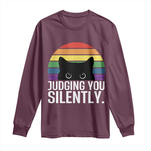 Rainbow Black Cat LGBT Pride Long Sleeve Shirt Judging You Silently