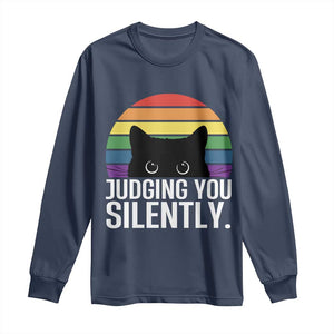 Rainbow Black Cat LGBT Pride Long Sleeve Shirt Judging You Silently