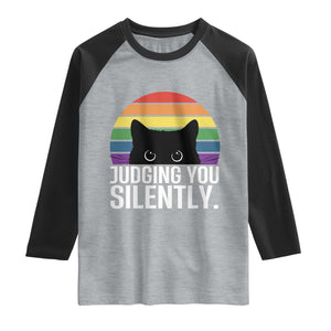 Rainbow Black Cat LGBT Pride Raglan Shirt Judging You Silently
