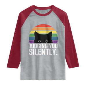 Rainbow Black Cat LGBT Pride Raglan Shirt Judging You Silently