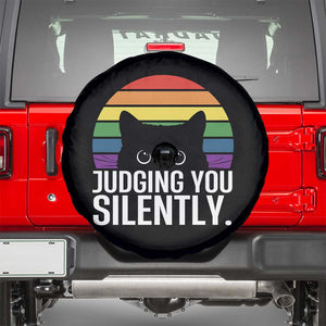 Rainbow Black Cat LGBT Pride Spare Tire Cover Judging You Silently TS14 Black Print Your Wear