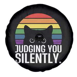 Rainbow Black Cat LGBT Pride Spare Tire Cover Judging You Silently TS14 Print Your Wear